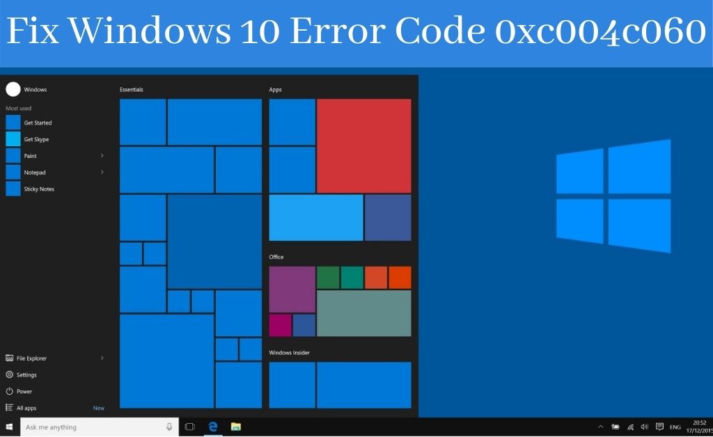 Windows 10 Error Code 0xc004c060