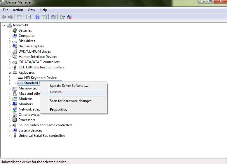 Uninstall Keyboard Driver