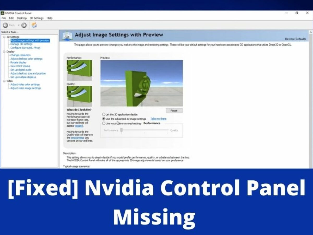 nvidia control panel not found