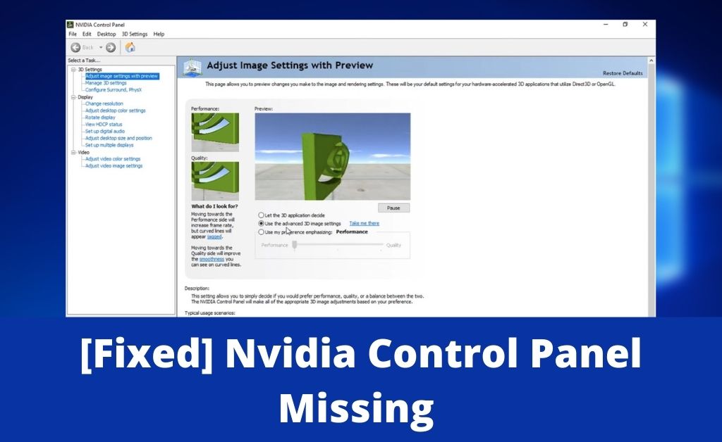 nvidia control panel missing