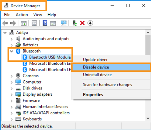Re-enabling the Bluetooth Driver Software 