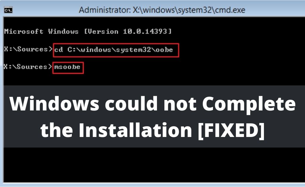 Windows could not complete the installation