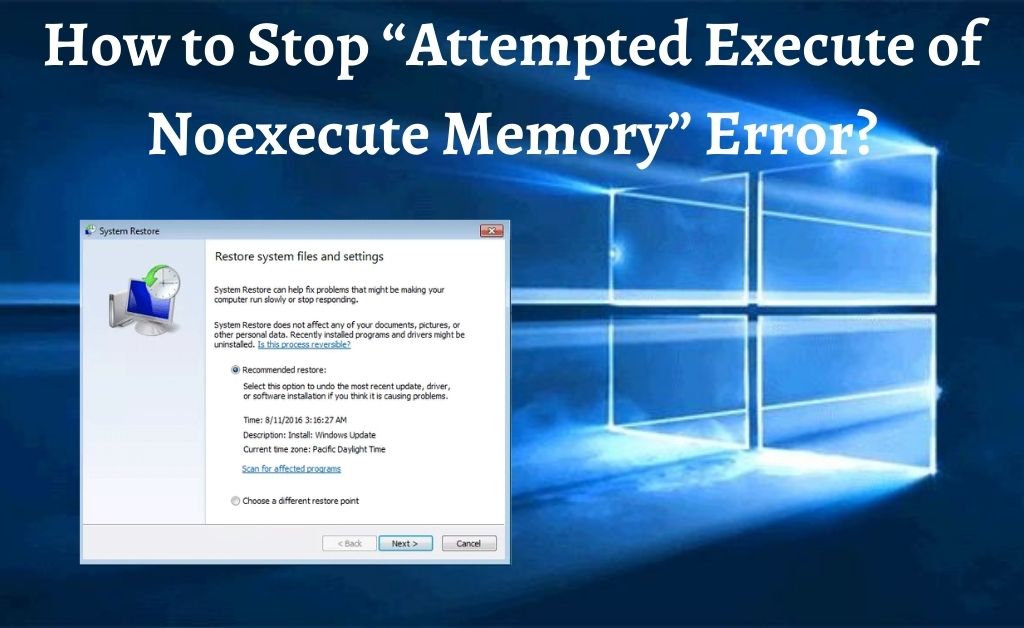 attempted execute of noexecute memory